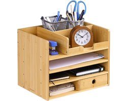 Bamboe Houten Bureau Organiser – Bureaukastje van Hout – 33 x 24 x 26 cm – Voor Kantoorartikelen en Brieven – Met 1 Lade Bamboe Houten Bureau Organiser – Bureaukastje van Hout – 33 x 24 x 26 cm – Voor Kantoorartikelen en Brieven – Met 1 Lade