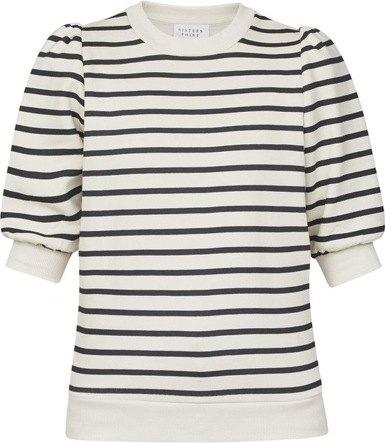 SISTERS POINT New.peva-puff.ss - Pull femme - Noir/rayé - Taille M