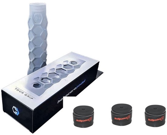Bullpadel Hesacore Tourgrip + 3 * Bullpadel overgrip zwart Bullpadel Hesacore Tourgrip + 3 * Bullpadel overgrip zwart
