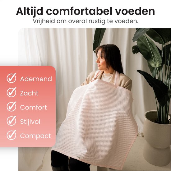 Amisly Borstvoedingsdoek - Luxe Voedingsdoek - Afschermdoek - OEKO-TEX - Wafel Materiaal - Roze - Kraamcadeau baby van Amisly — afbeelding 3