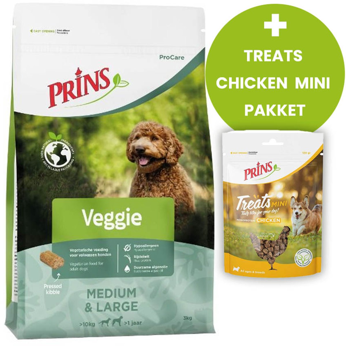 Prins Prins ProCare Veggie 20kg - Hondenvoer - Treats Chicken Mini Pakket