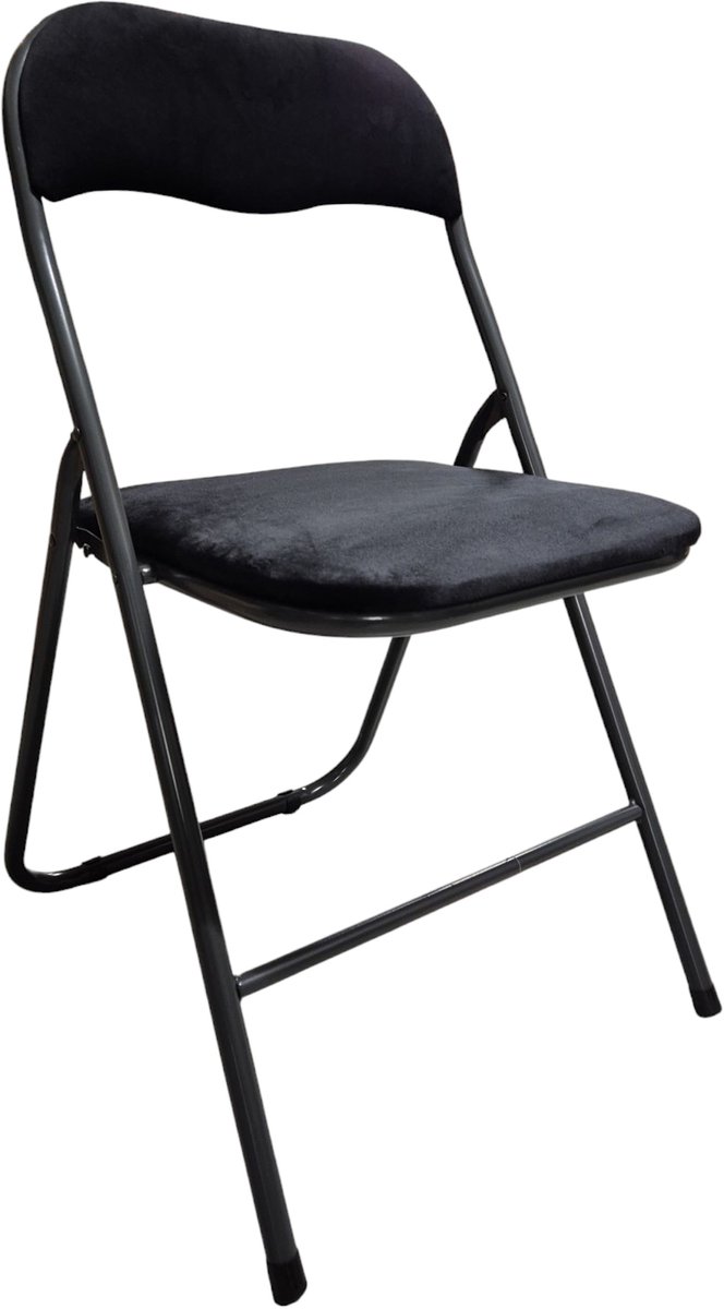 5Five® 5Five Klapstoel met fluweel zitting - zwart/antraciet - 44 x 48 x 79 cm - metaal - Inklapbaar