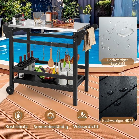 BBQ-Toro Grillwagen, 85 x 50 x 81 cm, metalen grilltafel met groot