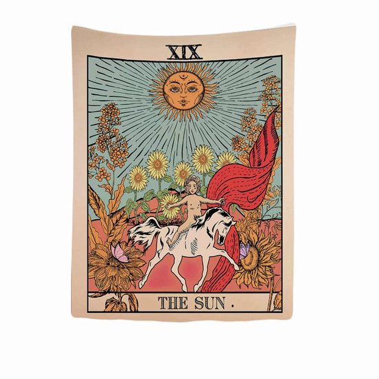 Ulticool - Sun Nature Fleurs Tarot Horoscope Vintage Retro - Tapisserie - 200x150 cm - Groot tapisserie - Affiche