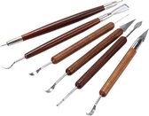 Knaak Boetseer gereedschap voor Klei - 6 stuks - RVS - met Houten Handvat - 20 cm