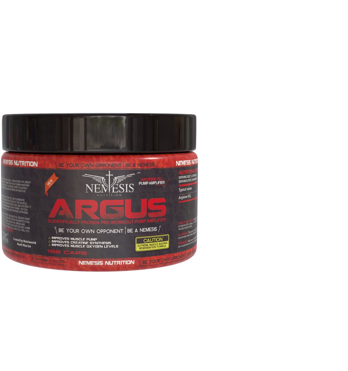 Goedkoopste Nemesis Nutrition | Argus | L-arginine | 180 capsules á 825mg 90 servings | Pre-workout | Intra-workout | Aminozuren | Nutriworld