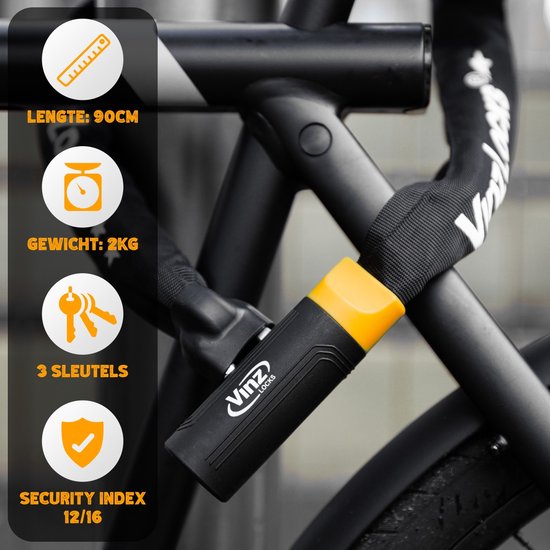 Vinz à Chaîne / Antivol de Vélo Vinz Salado avec Tête Fixe ART2 - 90cm