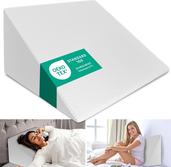 ELONEO Wigkussen Steunkussen voor Bed, Sofa, Bank en Lezen - Orthopedisch Rugsteunkussen voor Volwassenen, Anti-Reflux, Ergonomisch Kussen met Vormvast Schuim, 30×50×60 cm