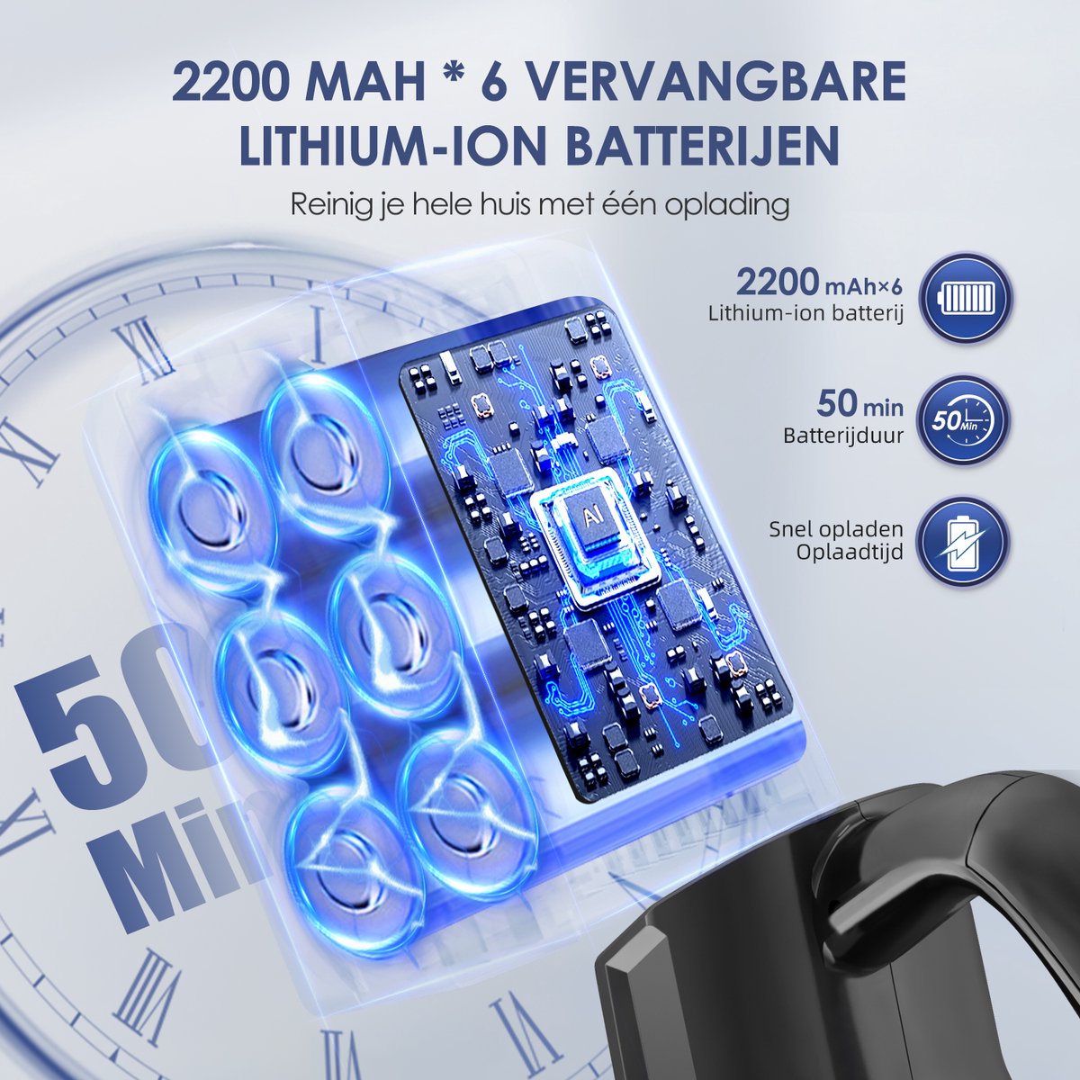 Hiaonyx Steelstofzuiger Draadloos 30000pa met LED - afbeelding 2