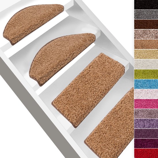 Floordirekt Shaggy-Trapmatten Barcelona, set van 15 stuks, trapmatten