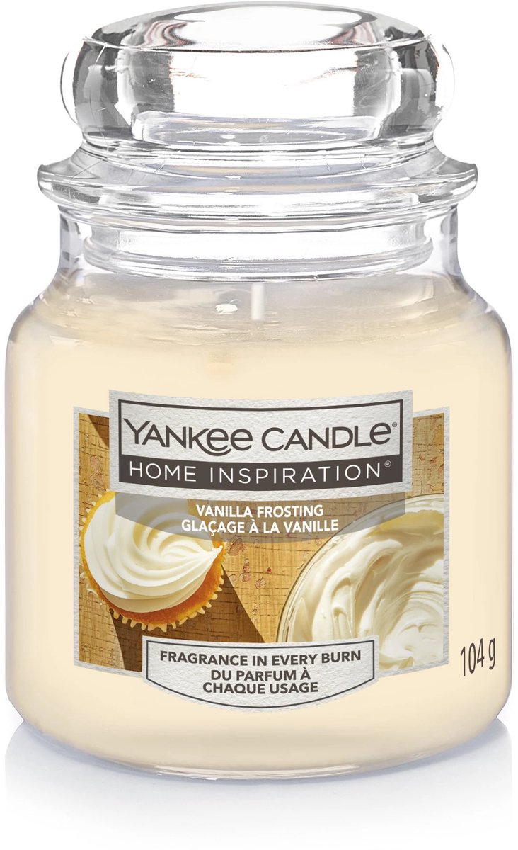 Yankee Candle Home Inspiration - Vanilla Frosting Medium Geurkaars - 75 branduren Geel