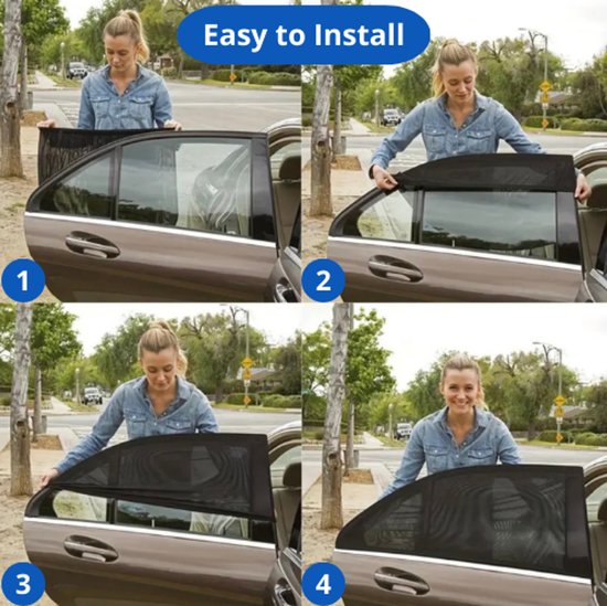 Zonwering 2 stuks - Zwart - Universele auto zonweringen - 2-delig - Bescherming van UV en licht - 100 x 70 cm - Kinderen, huisdieren, volwassenen - Autoraam zonneklep voor ramen - Universeel - UV-bescherming zijraam - Zijramen van Carpoint — afbeelding 3