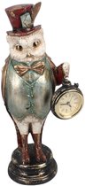 Baroque - Statue décorative - Statue hibou avec horloge en résine 28 cm - 28x13x8 - Polyrésine