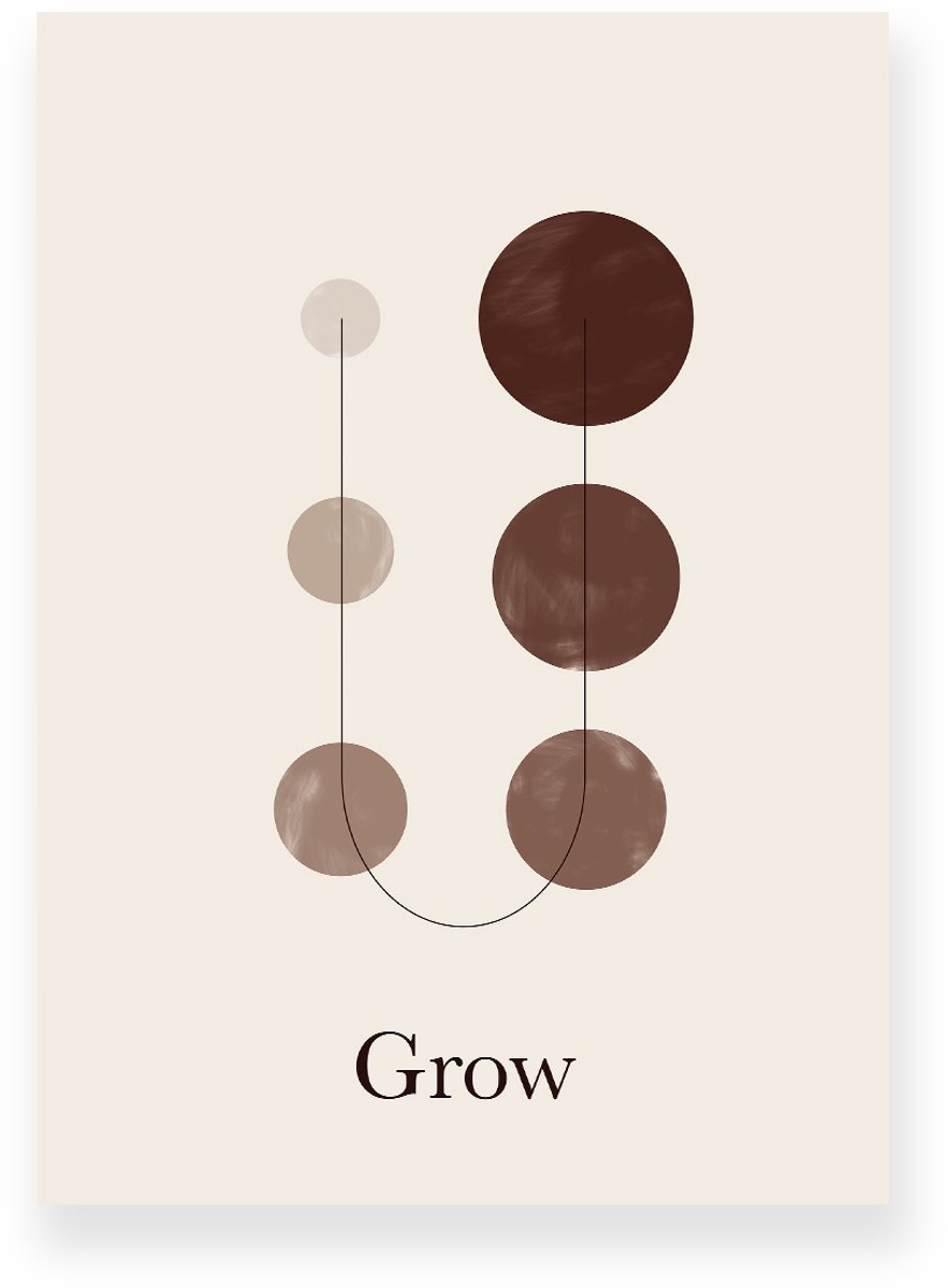 Yisual Poster 30x40 cm - Grow - Beige - Bruin - Minimalistisch - Japandi - Muurdecoratie - Wanddecoratie