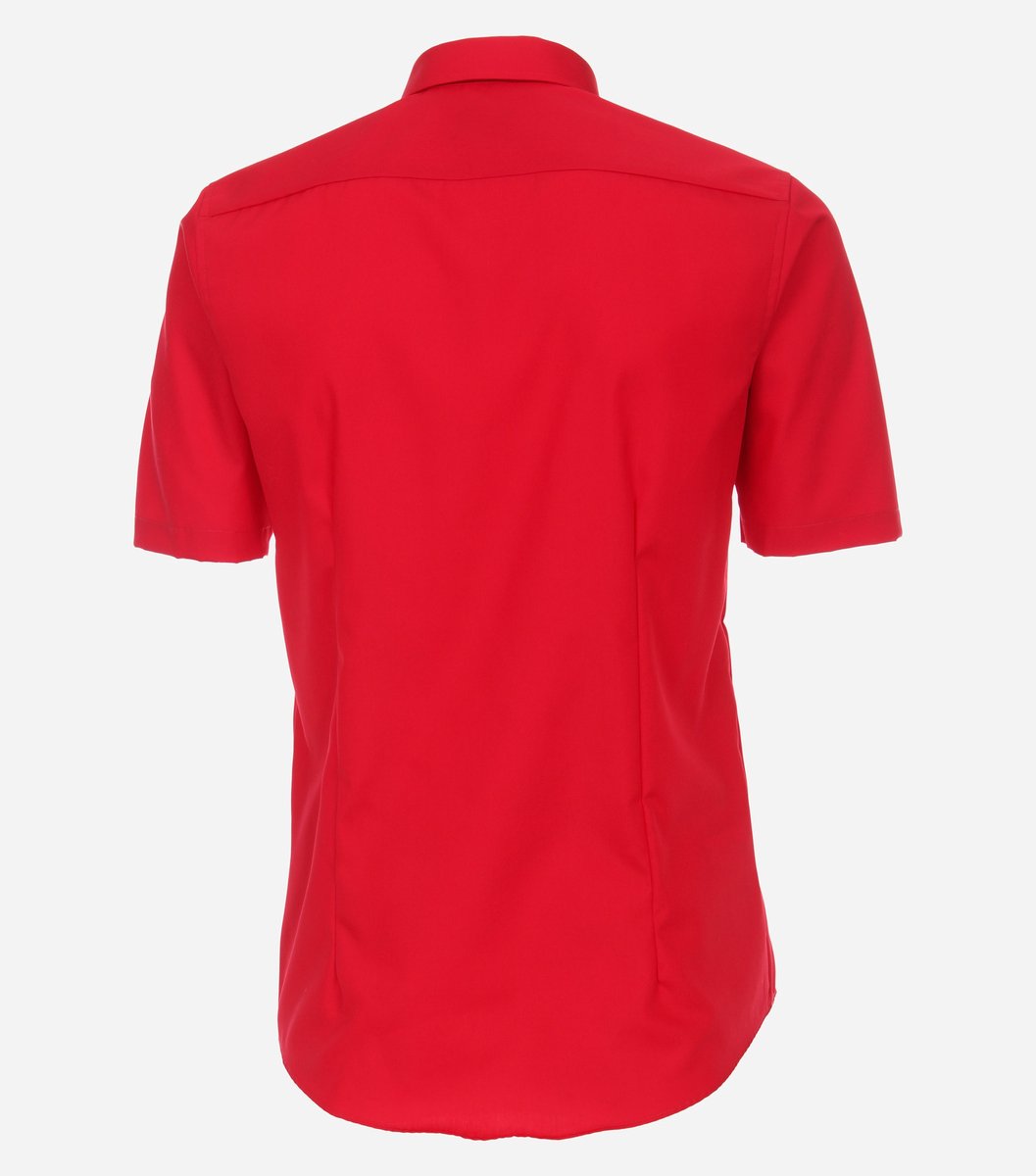 VENTI modern fit overhemd - korte mouw - popeline - rood - Strijkvriendelijk - Boordmaat: 43