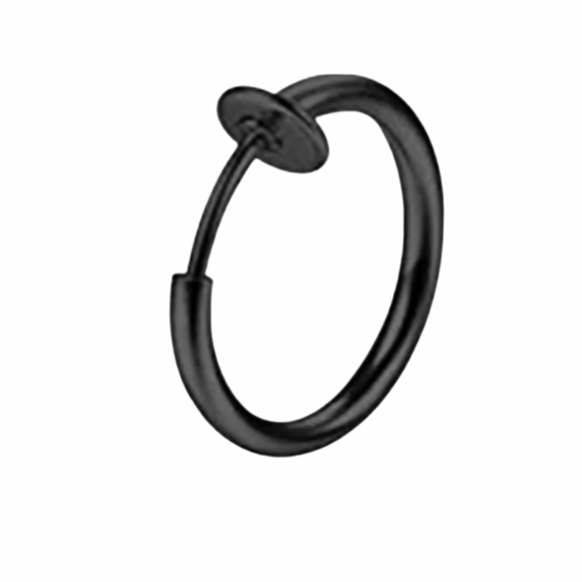 Fake lipring zwart geen gaatje 14 mm - Charme Bijoux