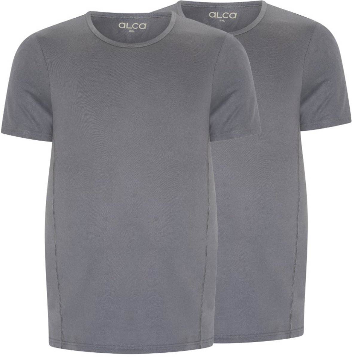 Alca Fashion - Heren T-Shirt Ronde Hals - Donkergrijs 2XL - Grote Maten - 100% Katoen - 2-Pack