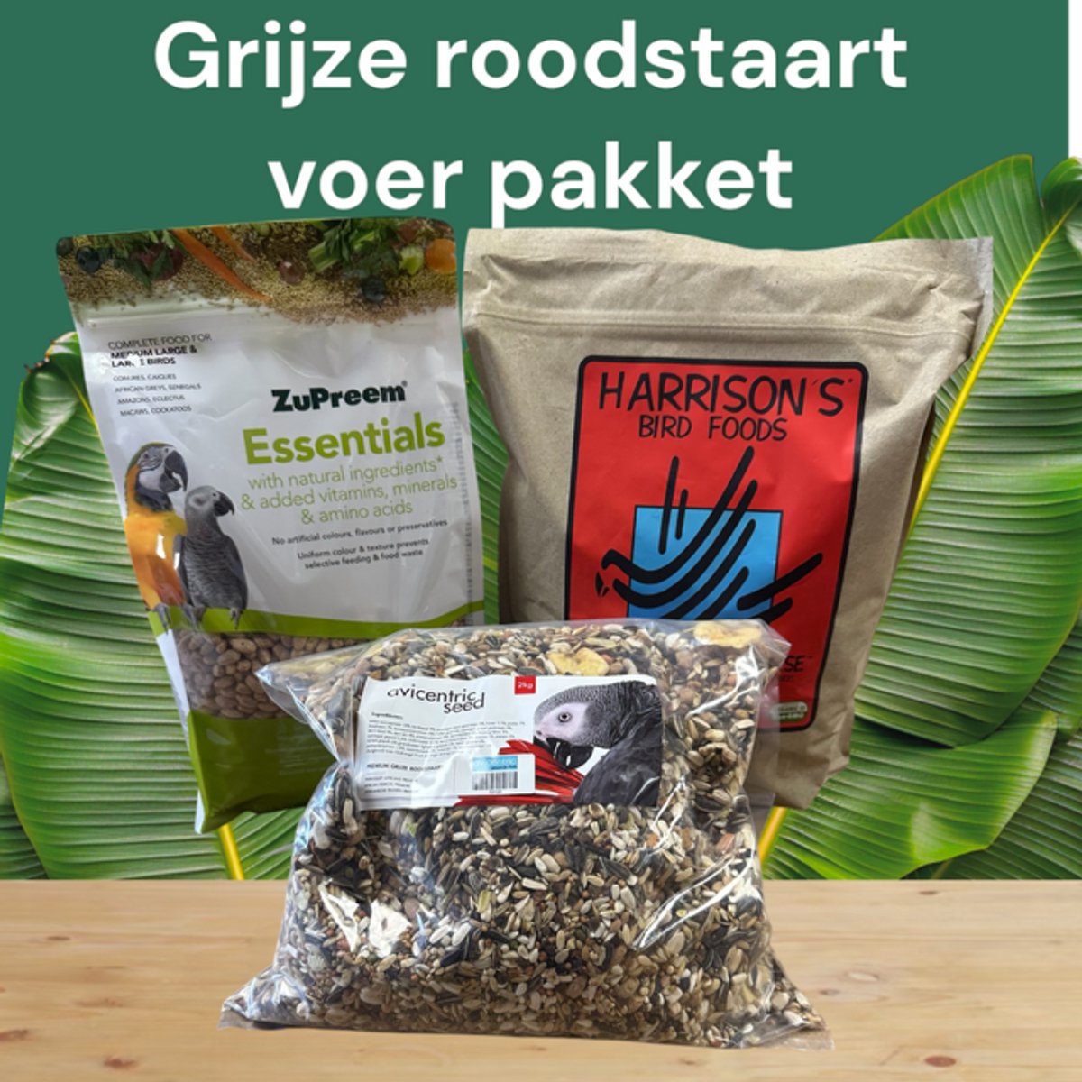 Voer Pakket Grijze Roodstaart - Papegaaienvoer - Voer Grijze Roodstaart -