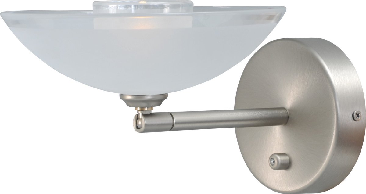 Licht-Erlebnisse - Melani - LED - Wandlamp - 450lm - Dimbaar - van - Metaal glas - in - Mat nikkel Helder/Transparant