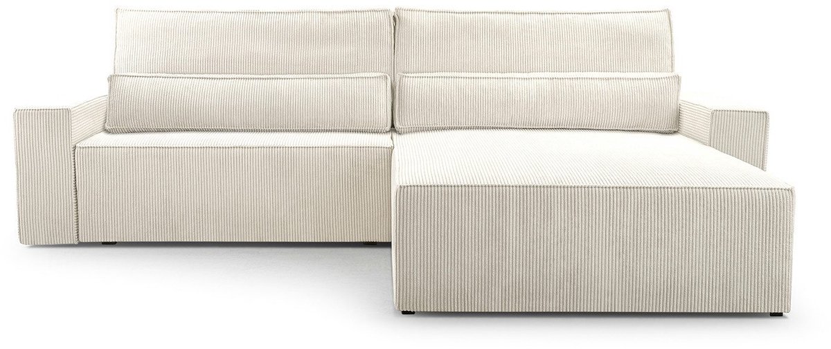 AJE Meubles B.V. Hoekbank met Slaapfunctie - 297 x 200 x 85 cm - Comfortabele en Stijlvolle Familiebank - DENVER L - Poso 38 Wit