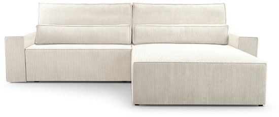 Hoekbank met Slaapfunctie – 297 x 200 x 85 cm – Comfortabele en Stijlvolle Familiebank – DENVER L – Poso 38 Wit