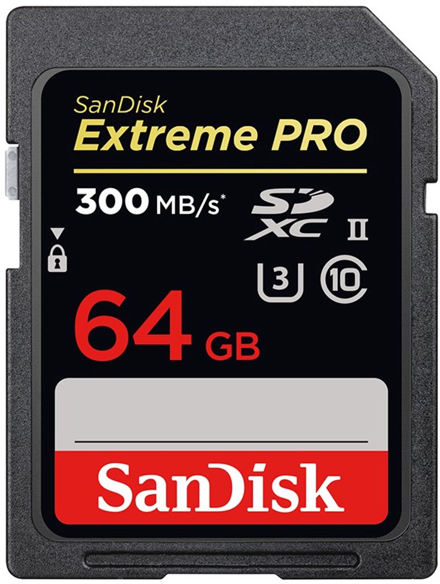 SanDisk 64GB SDXC Extreme Pro 300MB/s V90 UHS-II geheugenkaart