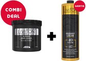 Poudre blonde Liviton Premium 1000 g - Pour un éclaircissement et un Soins professionnels - Décoloration pour tous types de cheveux + Révélateur de couleur d'oxydation professionnel Liviton 12 % 40 vol. 1000 ml offert