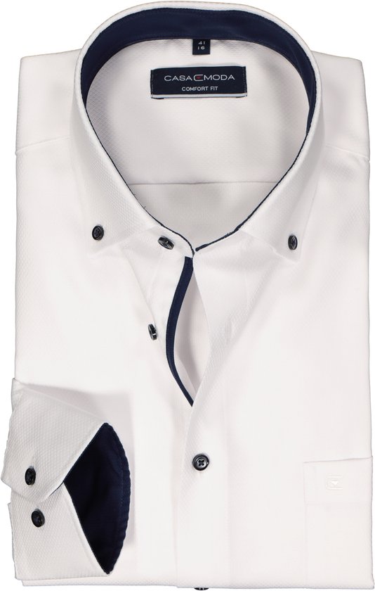 Chemise confort CASA MODA - tissage dobby - blanc - Sans repassage - Taille du col : 45