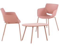 CLP Velvena Tuinset - Set bestaande uit Velva tafel en Alpena stoelen - weerbestendig - UV-bestendig - roze 2 stoelen