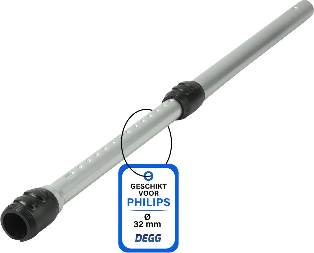 DEGG - Telescoopbuis geschikt voor Philips - 32mm - Zuigbuis geschikt als vervanging voor Philips CP0291/01 - PowerPro Expert series - Performer Expert - Marathon - stofzuigerbuis - stang
