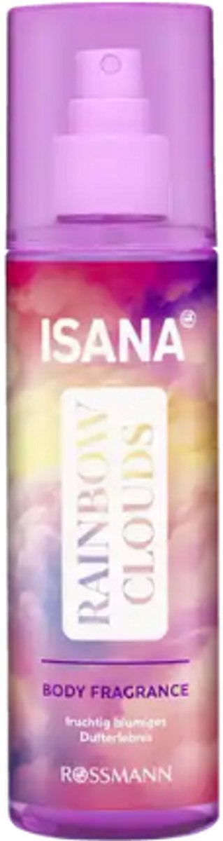 Isana Body Fragrance Rainbow Clouds - Parfumspray - Bodymist | 1x 200 ml - Fruitige-bloemige Geur | Met Hydraterende Glycerine