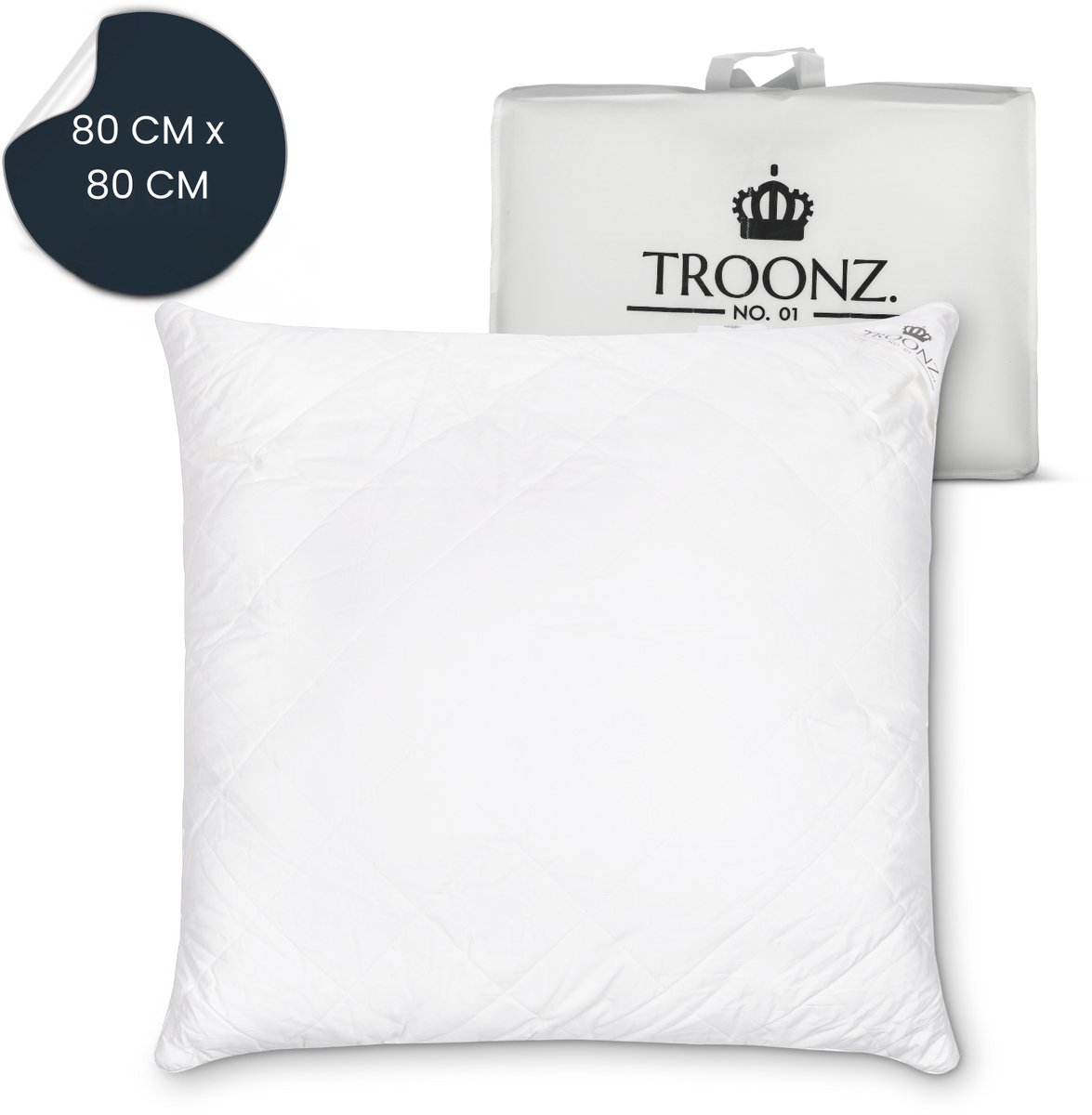 Troonz® Hoofdkussen Bamboe Six - Hoofdkussen Nekklachten- Verkoelend Hoofdkussen - Wasbaar - - Bamboe tijk 80 x 80 - Troonz Kussens