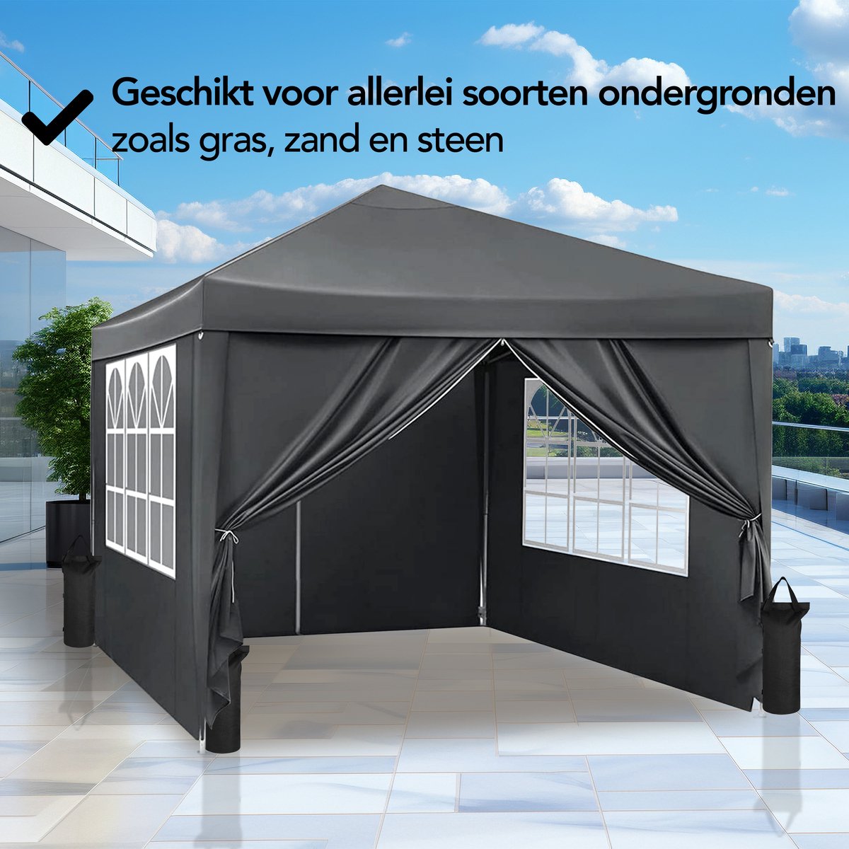 QUICK STAR | 2 Seitenteile mit PVC Fenster 300x195cm für Pavillon Sah, 79,99