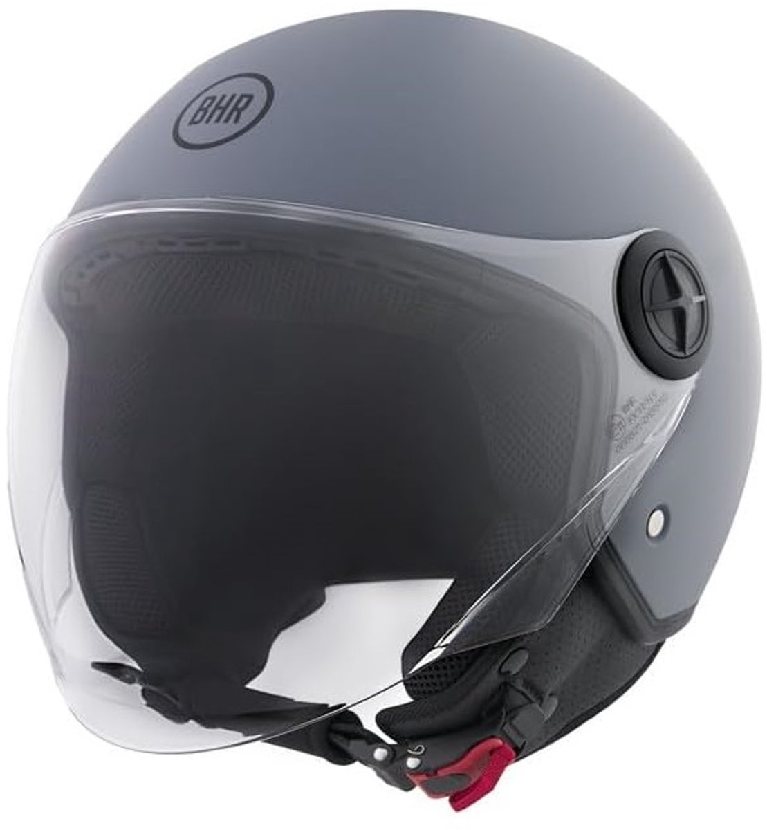 BHR 832 Vespa Helm - Scooterhelm Retro - ECE 22.06 - Geschikt voor Scooter, Brommer, Motor en Snorfiets - maat M - Mat Grijs