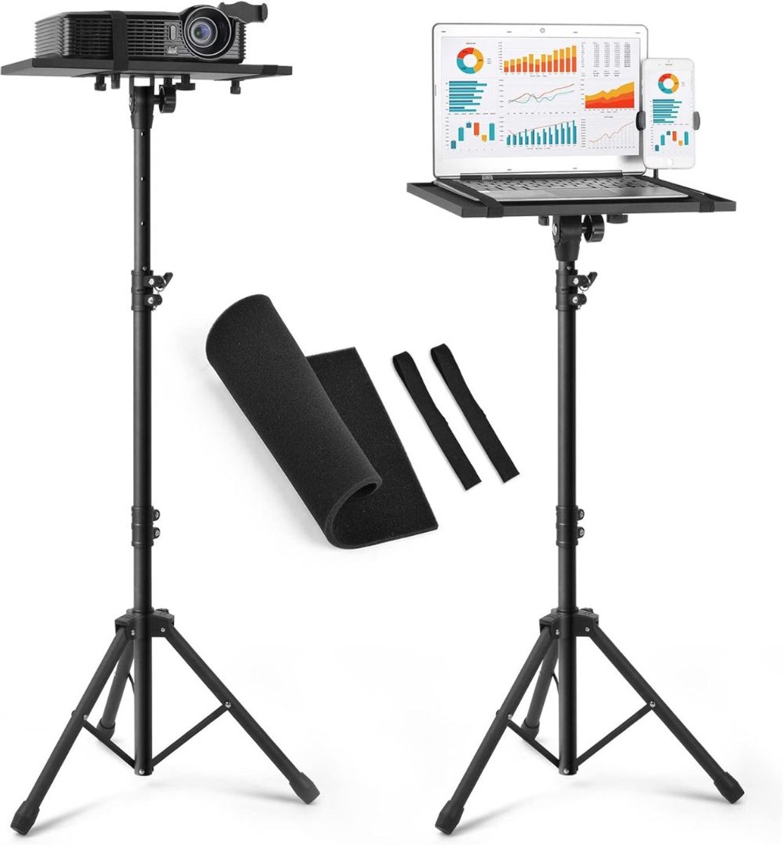 VELTRR® Projector Statief – Beamer Statief Met Laptop Verdieping – Verstelbaar Standaard – Met Wieltjes