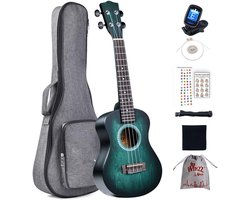 Concert Ukulele Set - 23 Inch Houten Ukelele voor Beginners en Gevorderden - Uniek Kleurenontwerp - Inclusief Draagtas, Snaren, Stemapparaat, Strap en Picks