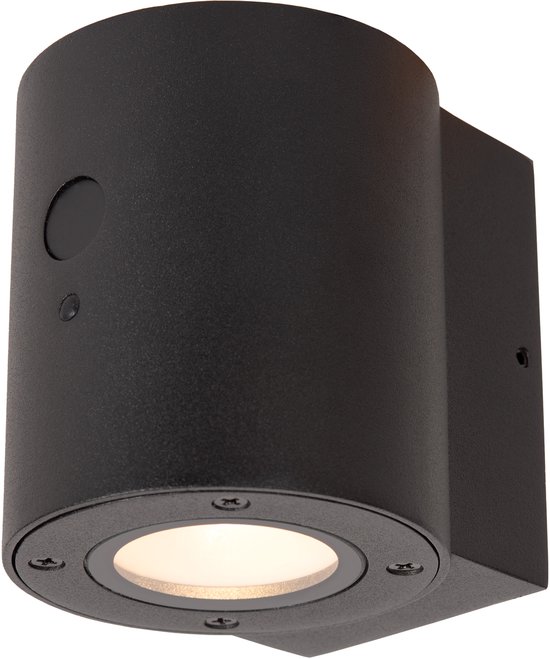 Lucide PERTH - Wandlamp - Zonne-energie - Ø 9 cm - LED Dimbaar - 1 × 1W 2700K/3000K - IP65 - Beweging & dag/nacht sensor - Zwart