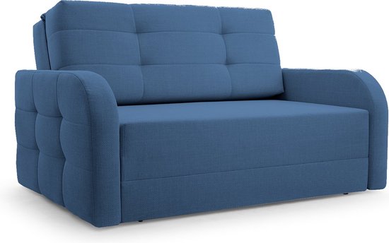 Porto 120 - Slaapbank - Compact en Multifunctioneel - 141 x 100 x 90 cm - Eenvoudig Uitklapbaar & Decoratieve Stiksels - Donkerblauw (BRAGI 86)