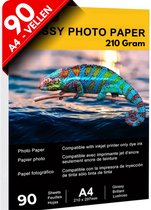 Maxenza Fotopapier A4 - Mega Pack - 90 Vellen - Glossy Fotopapier A4 210g/m² - FSC Gekeurd - Wit - Duurzaam & Hoogwaardig