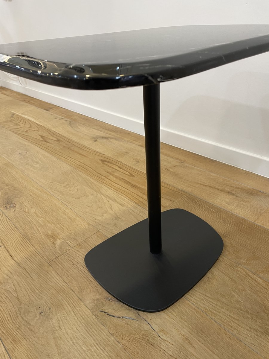VLHOME Uniek design metalen leg , Natuur marmeren blad 54 x 40 x 50H Zwart