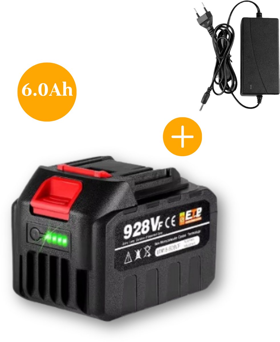 Instava Accu 18v incl. lader - 6.0Ah - Geschikt voor alle Instava accu tools - Li-Ion - LED display