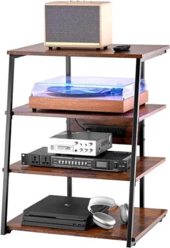 4-laags AV-mediastandaard, Hoek-tv-standaard, In Hoogte Verstelbare Houten Planken Voor Dvd Spelerskabelboxengameconsoles Bruin 4-laags AV-mediastandaard, Hoek-tv-standaard, In Hoogte Verstelbare Houten Planken Voor Dvd Spelerskabelboxengameconsoles Bruin