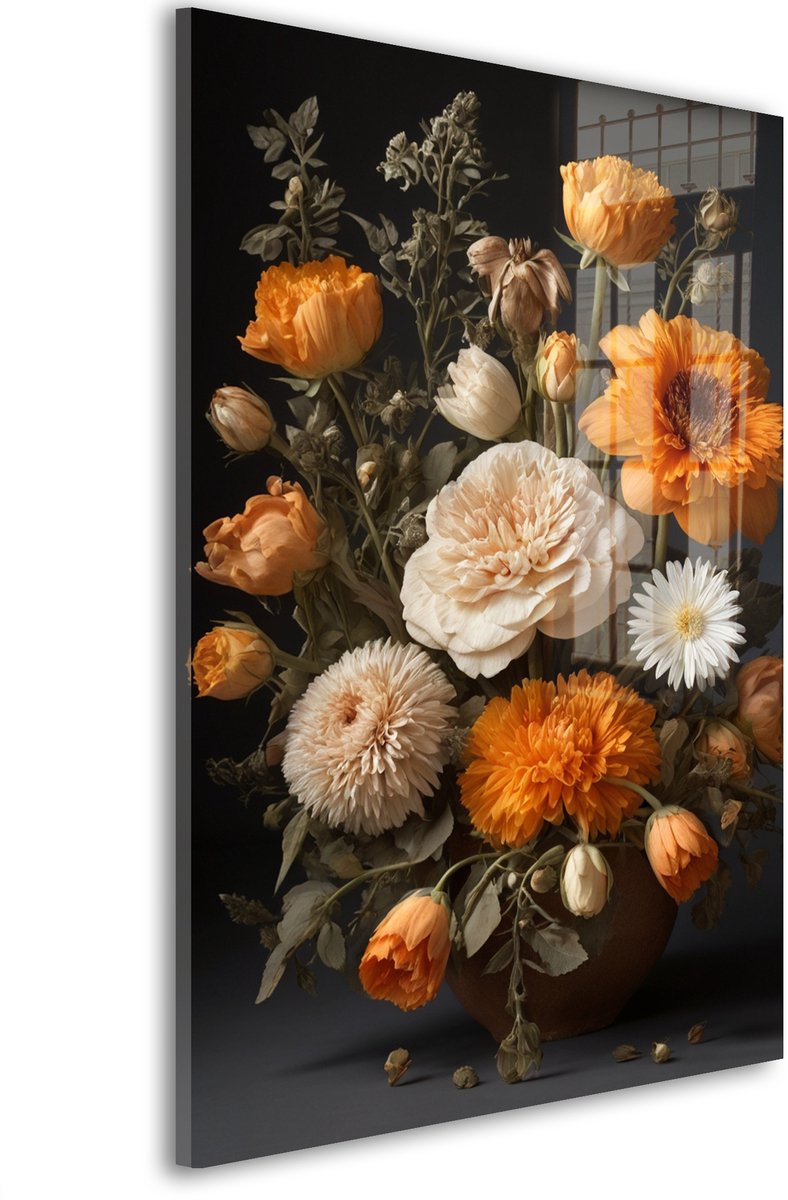 Glasschilderij Bloemen van herinnering - 30 x 20 cm - Bloemen - Acrylaat - Inclusief wandbevestiging - Foto op plexiglas - Wanddecoratie woonkamer