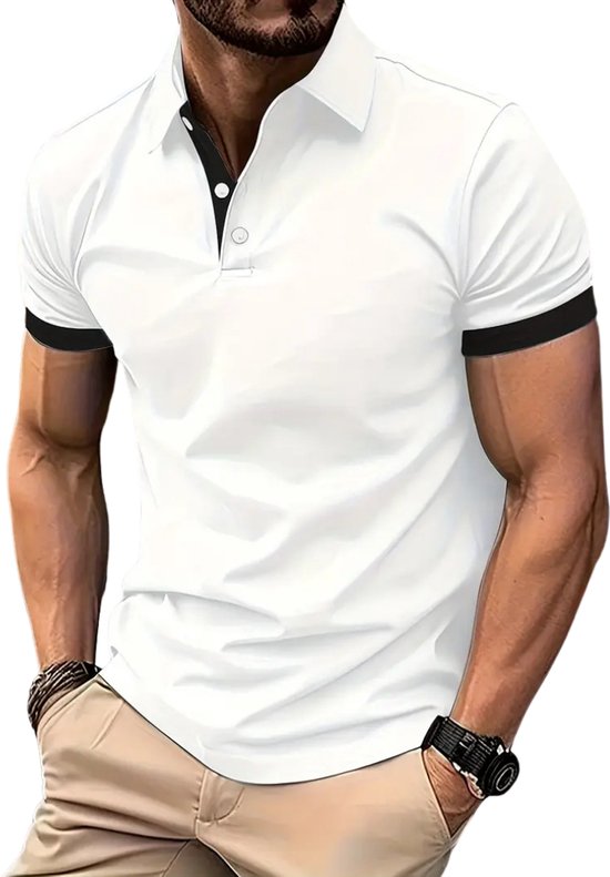 Bovista Golf Shirt Heren - T-shirt - Golfkleding - Golfen - Golf Accessoires - Polo Shirt - Wit + Blauw - Maat S van Bovista — afbeelding 4