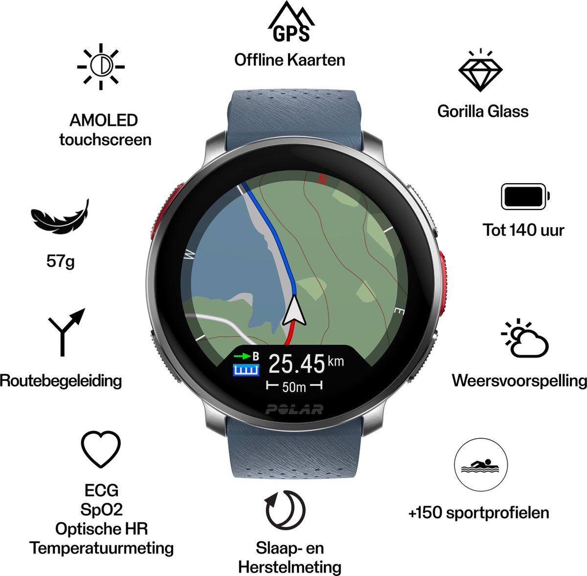 Afbeelding 3 van Polar VANTAGE V3 Smartwatch GPS Blauw/Zilver