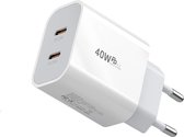 USB C Snellader 40W - Geschikt voor Apple iPhone 16/15 - Oplader - Geschikt voor Samsung Galaxy S24/S23/S22/S21 - Fast Charger - Snellader - USB C Adapter - USB Stekker - Wit