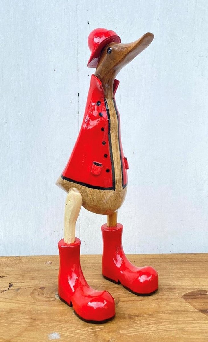 Houten eend Justus S regenjas rood