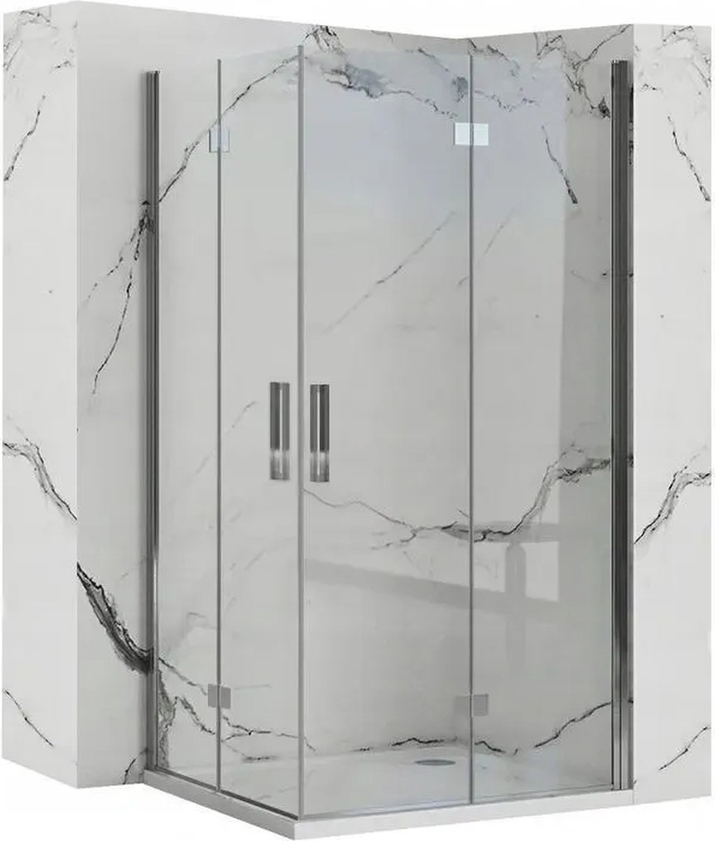 Rea Molier Chrom Double 80X80 - 190 cm - Douchecabine - Vierkant - Chroom