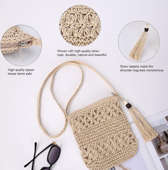 Stro Tas Stro Handtas Stro Strandtas Handtas Zomer Strandtas Rotan Geweven Handgemaakte Grote Capaciteit Vrouwen Geweven Tas Weven Schoudertas Stro Zakken Geweven Tas (Blue : C