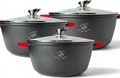 Bol.com Royal Swiss® Braadpannen Inductie -3 pannenset- Bakpan XXL - 36/40/44 cm - Groot Soeppan - Oven Bestendig - Antiaanbakla... aanbieding